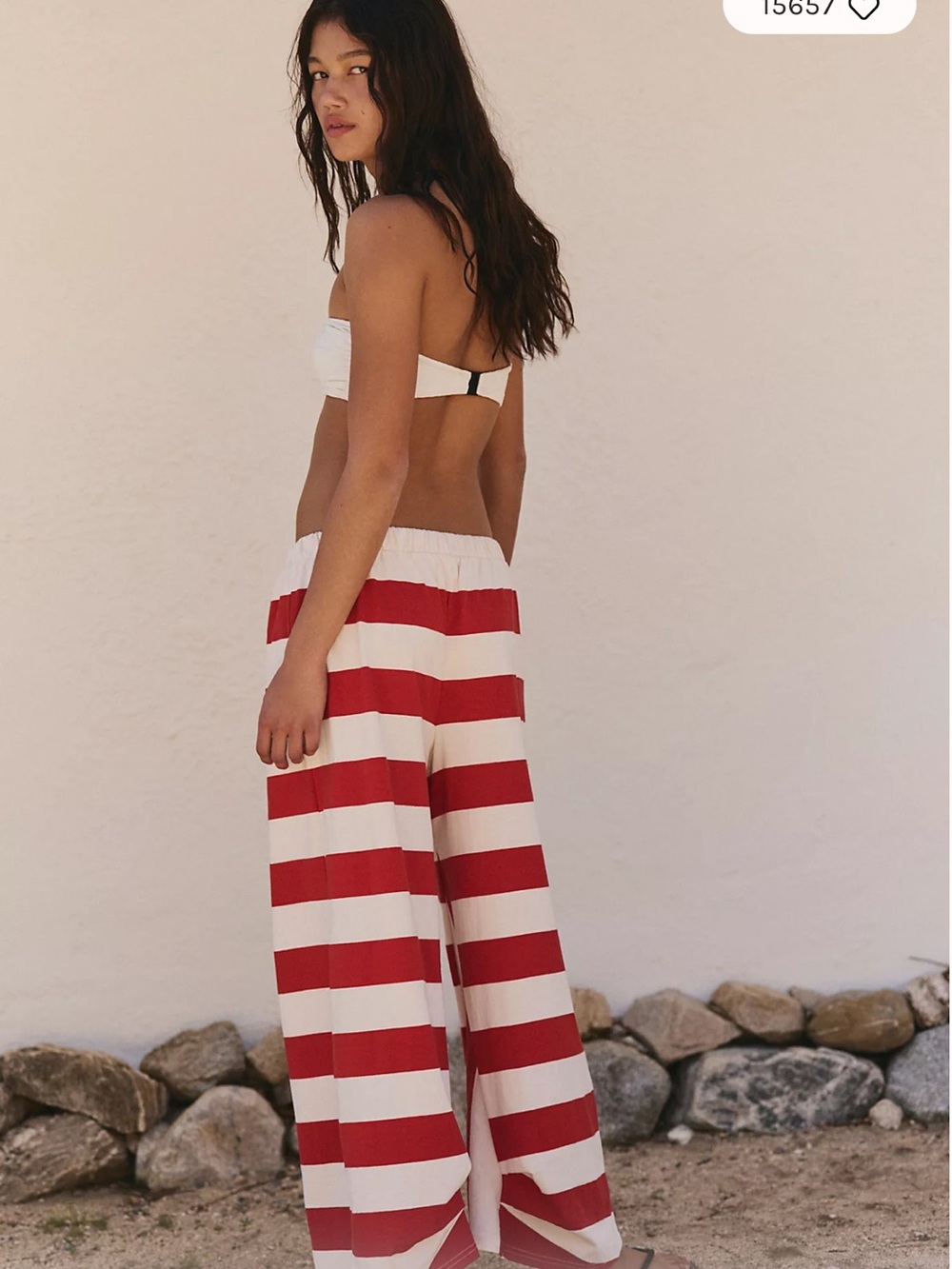 FP Movement by Free People DAKOTA RED AND WHITE STRIPED WIDE LEG PANTS